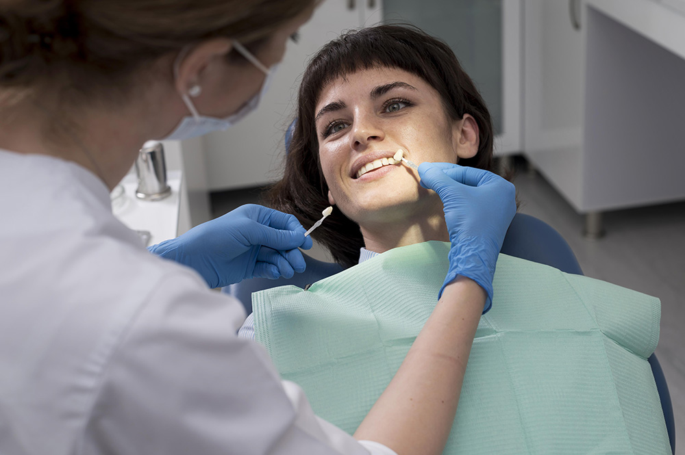 patient undergoing dental crown treatment.